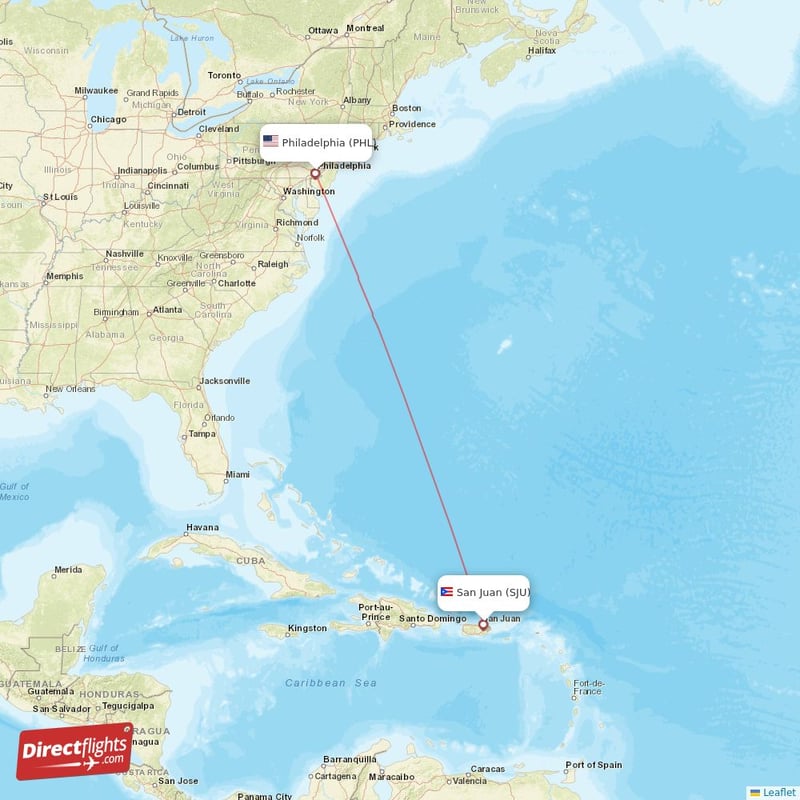 PHL - SJU route map