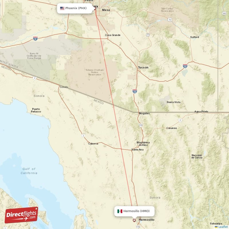 PHX - HMO route map