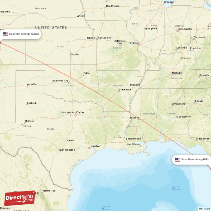 Direct flights from Saint Petersburg to Colorado Springs, PIE to COS ...