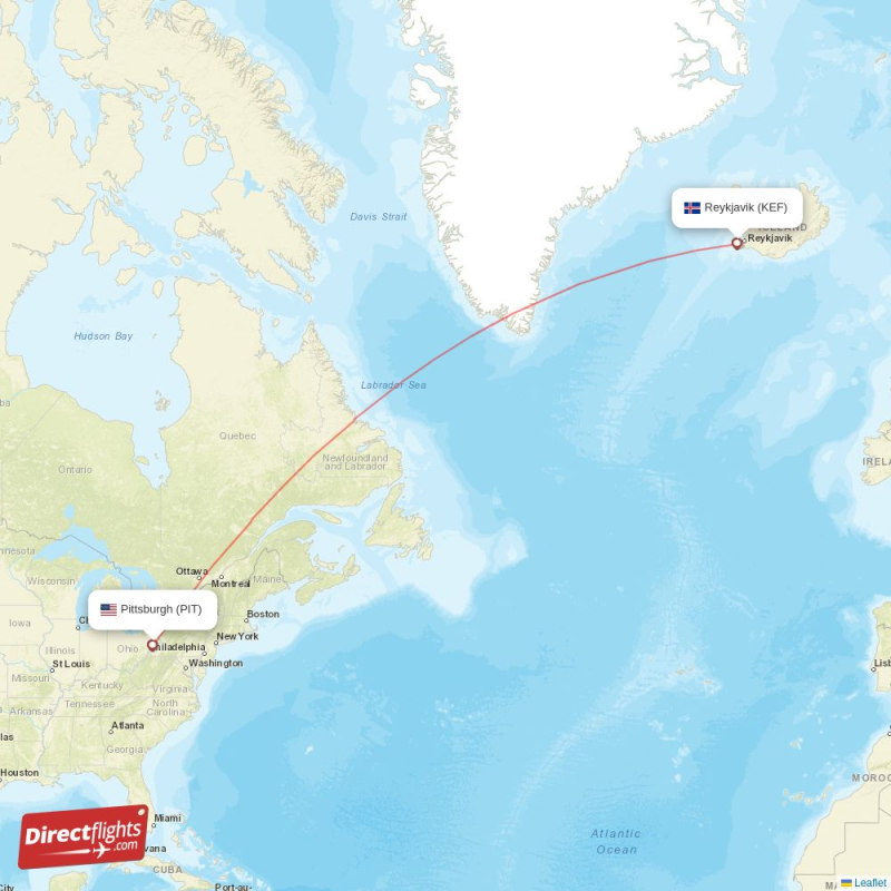 PIT - KEF route map