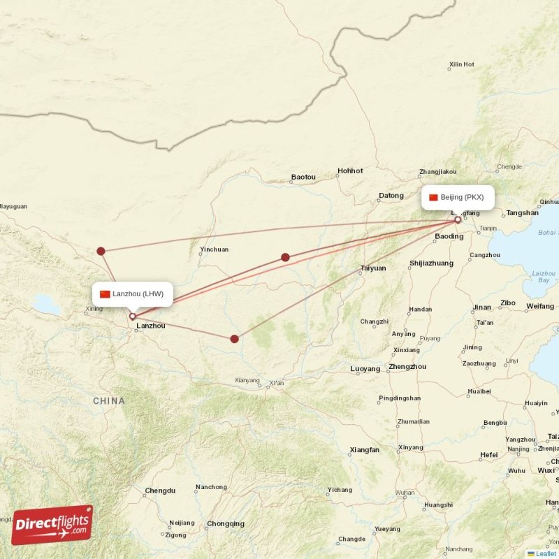 PKX - LHW route map