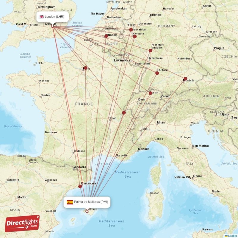 Direct flights from Palma de Mallorca to London, PMI to LHR non  