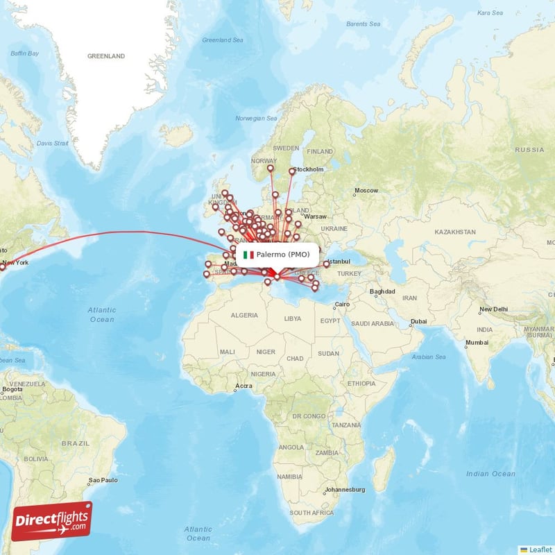 Direct flights from Palermo 83 destinations PMO, Italy