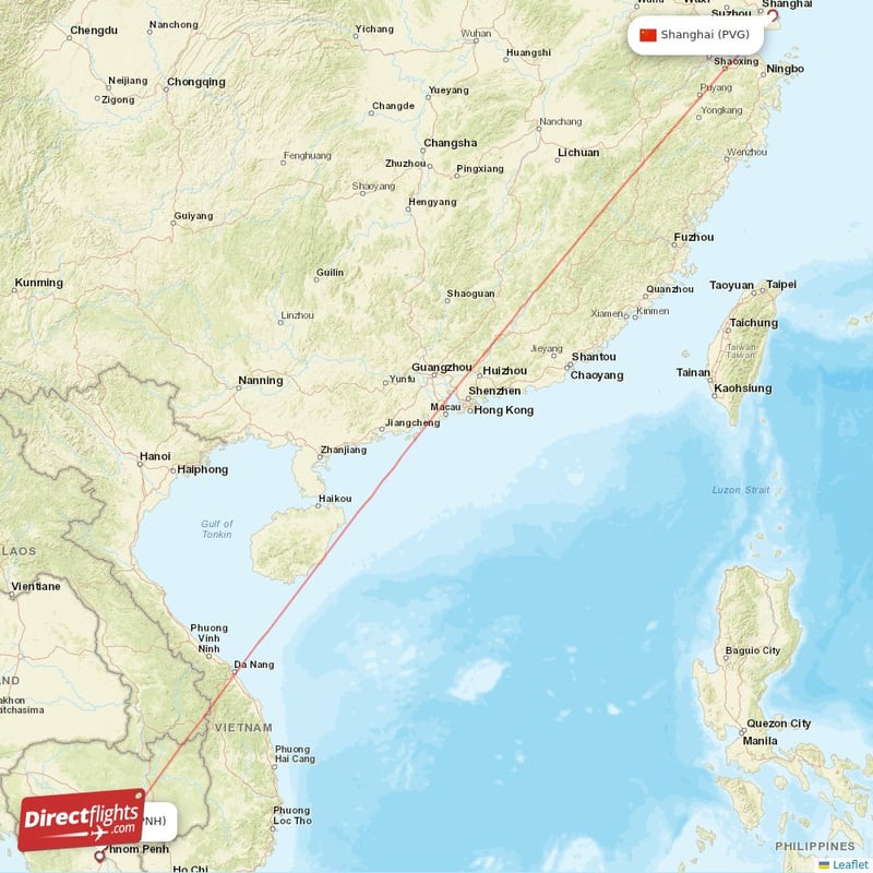 PNH - PVG route map