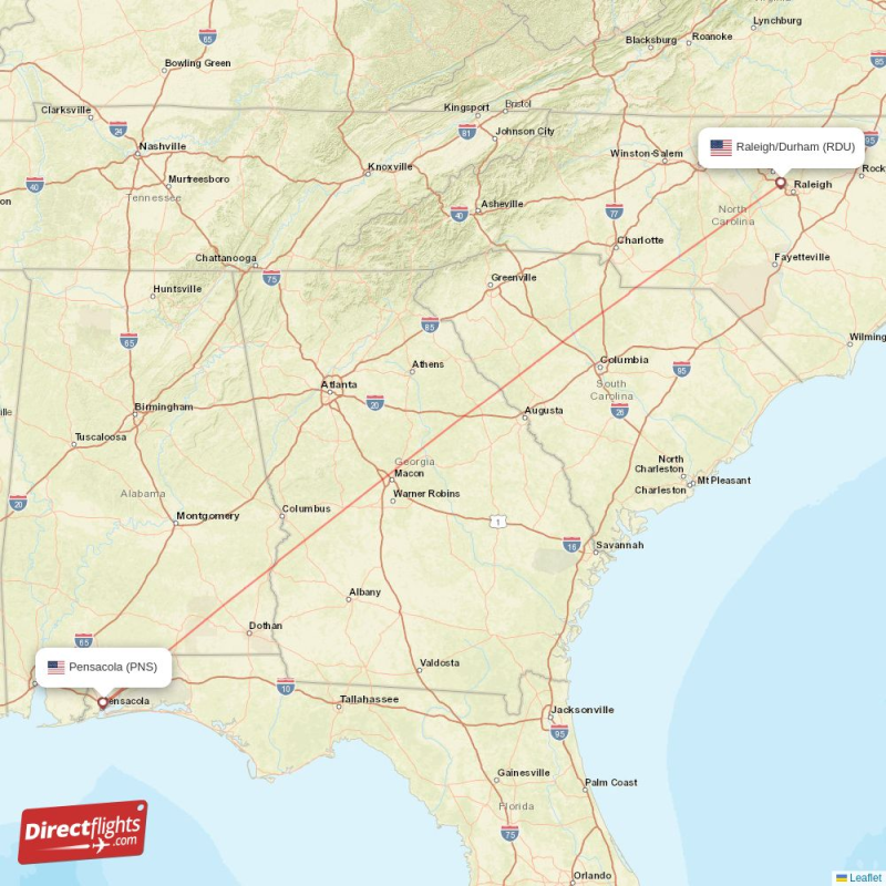PNS - RDU route map