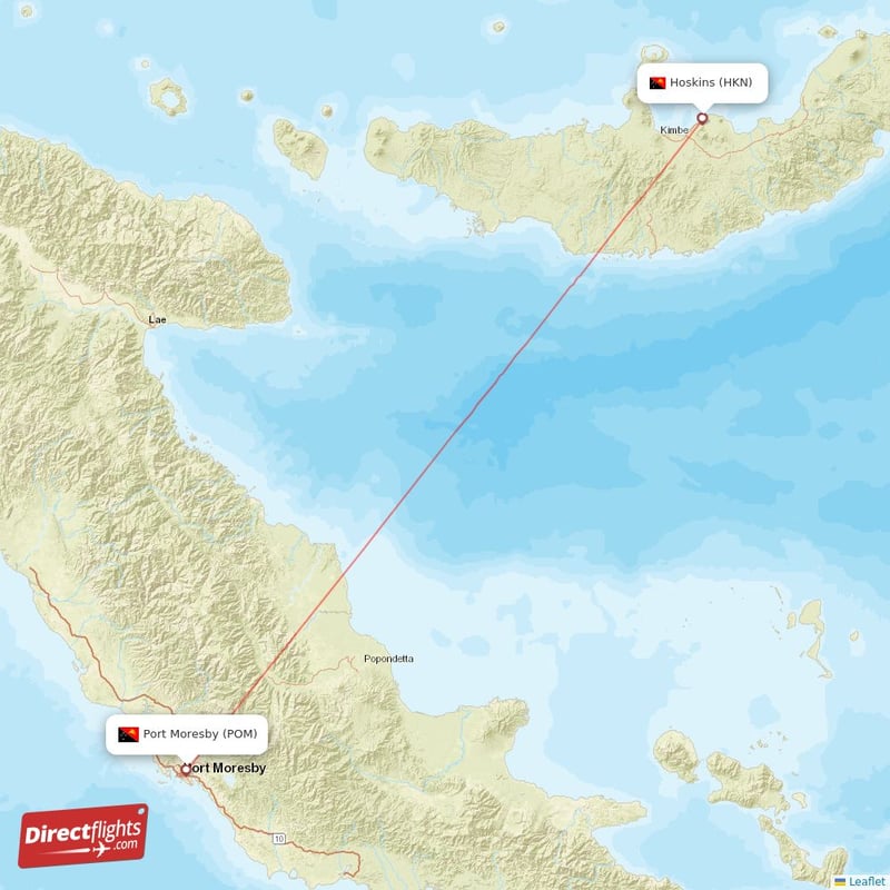 Direct flights from Port Moresby to Hoskins POM to HKN non stop