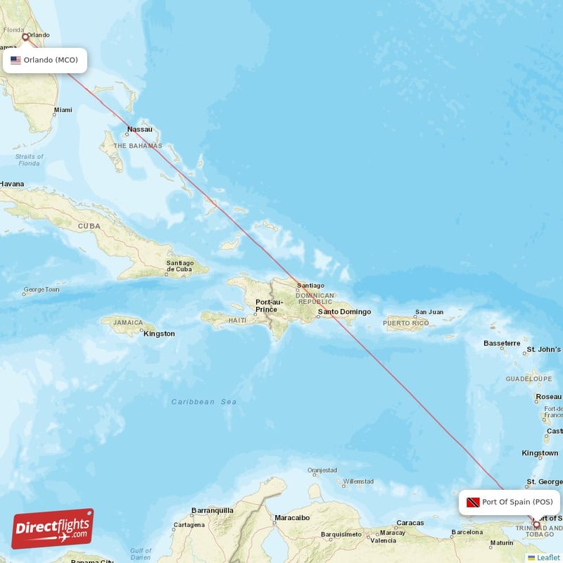 Direct flights from Port Of Spain to Orlando POS to MCO non stop