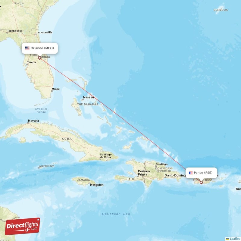 Direct flights from Ponce to Orlando PSE to MCO non stop