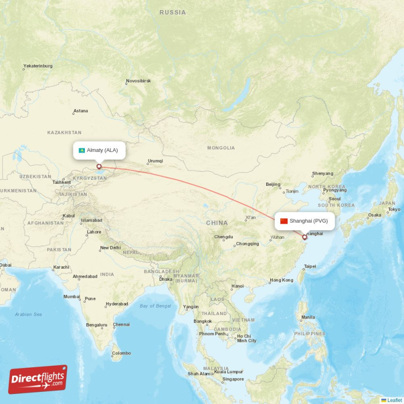 PVG - ALA route map