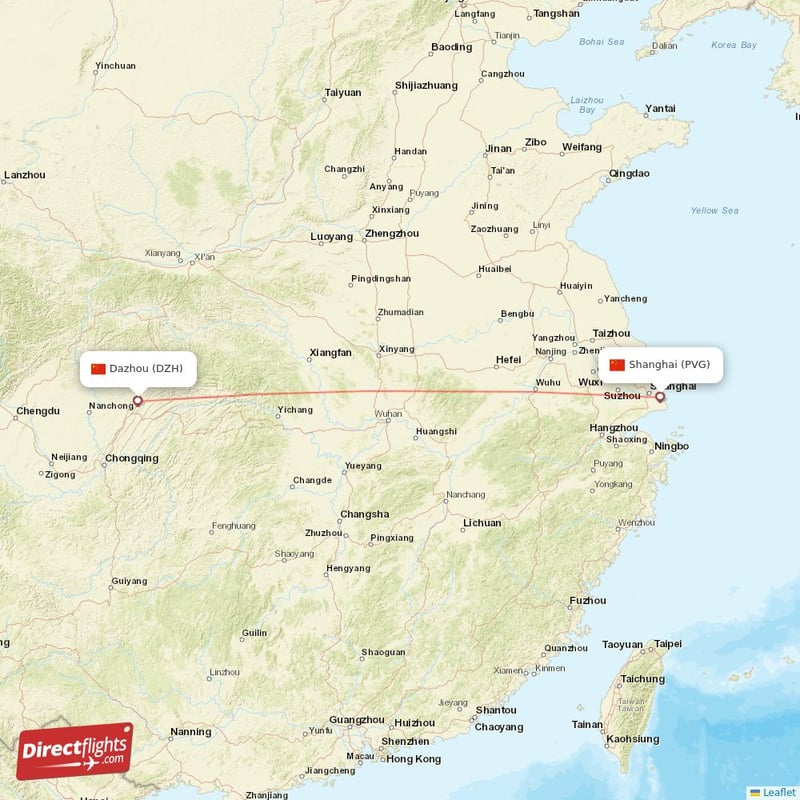 Direct flights from Shanghai to Dazhou (PVG-DZH) - Directflights.com