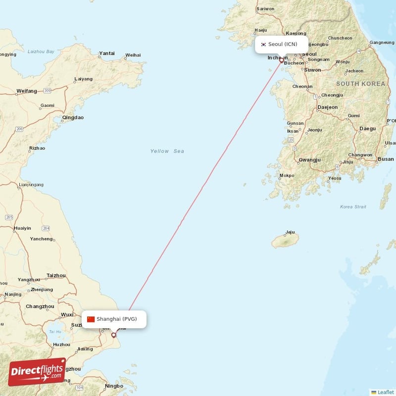 PVG - ICN route map