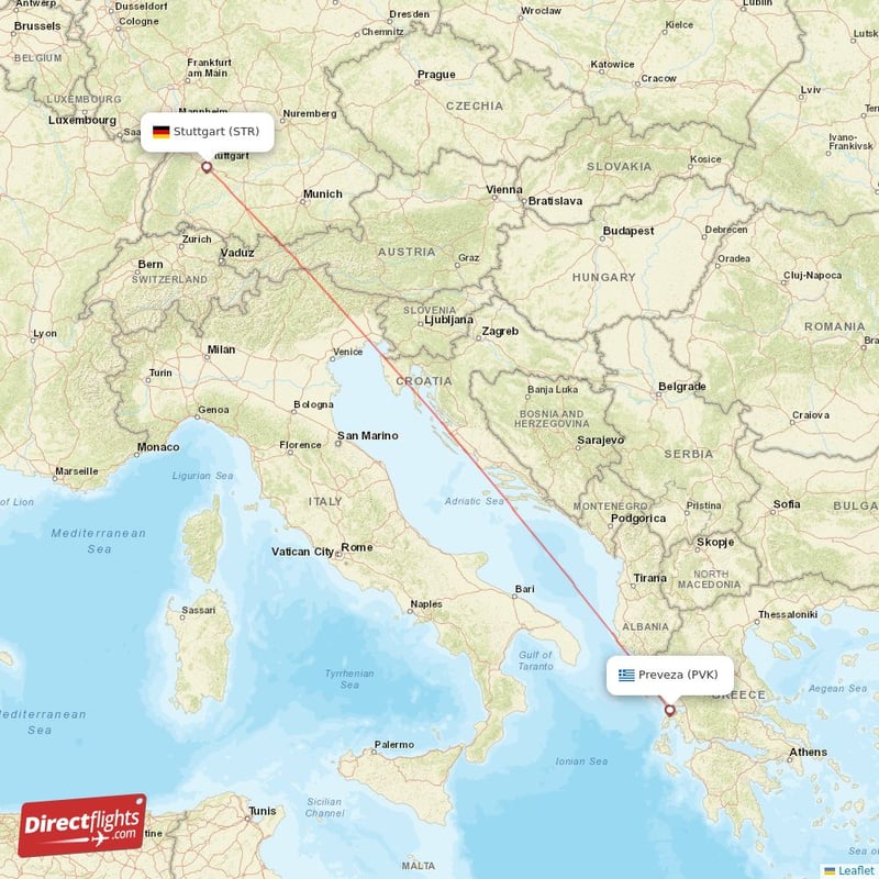 PVK - STR route map
