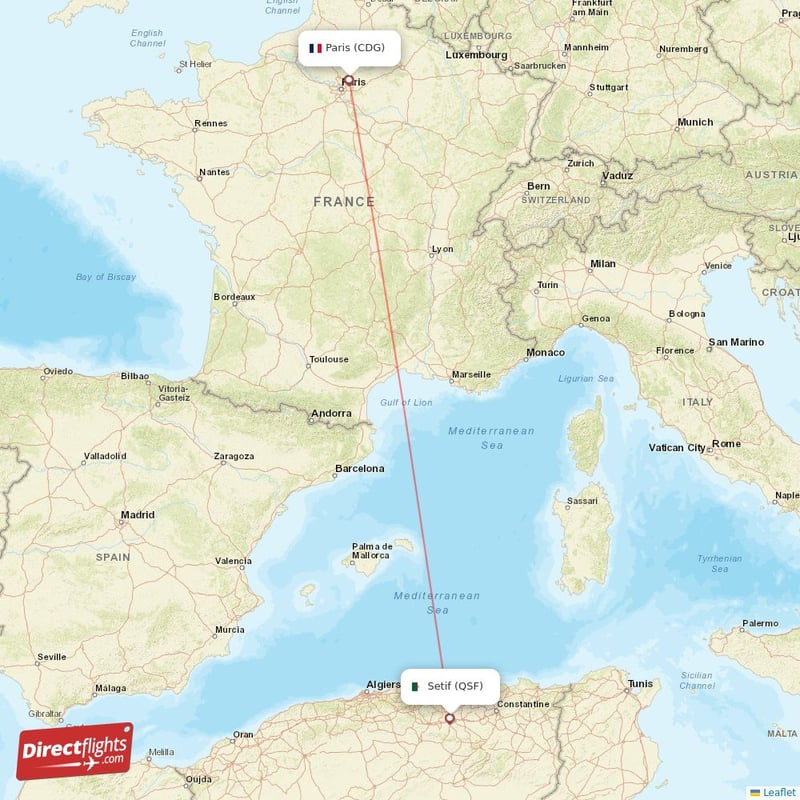 QSF - CDG route map