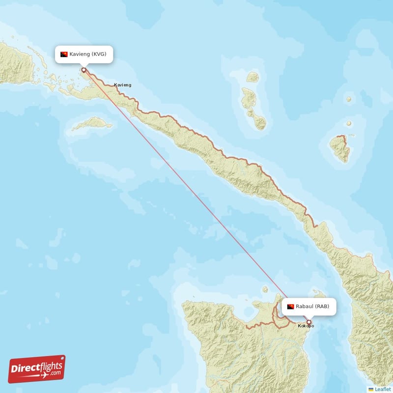 Direct flights from Rabaul to Kavieng, RAB to KVG non-stop ...