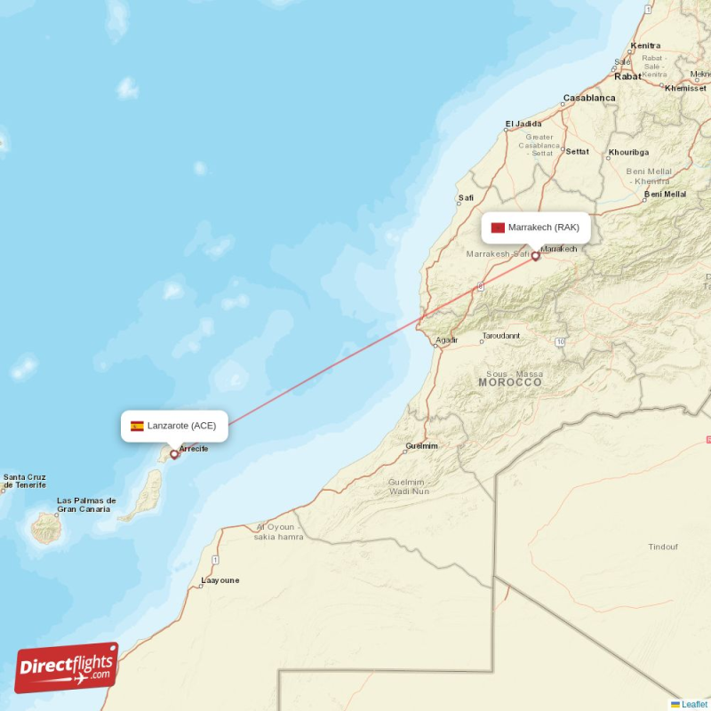 Direct flights from Marrakech to Lanzarote (RAK-ACE) - Directflights.com