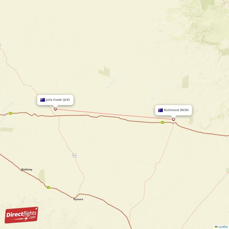 Direct flights from Richmond to Julia Creek, RCM to JCK nonstop