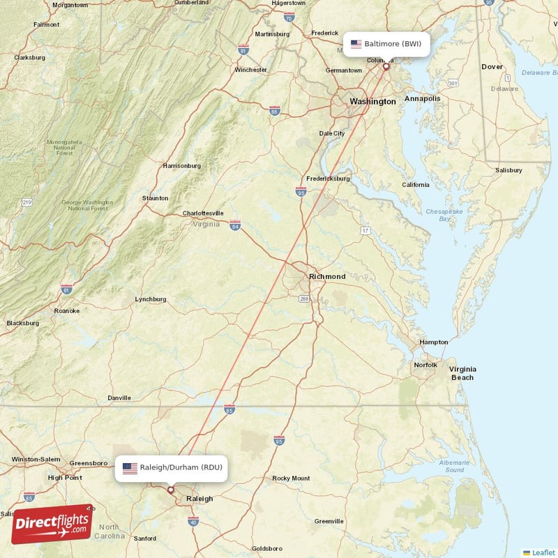 Direct flights from Raleigh/Durham to Baltimore, RDU to BWI non-stop ...