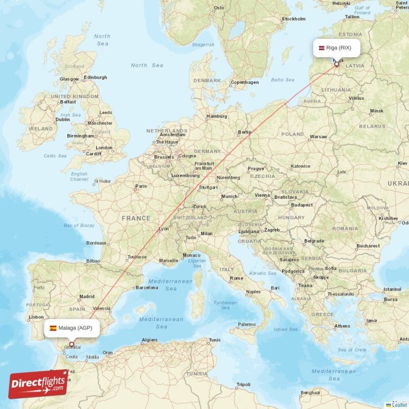 RIX - AGP route map