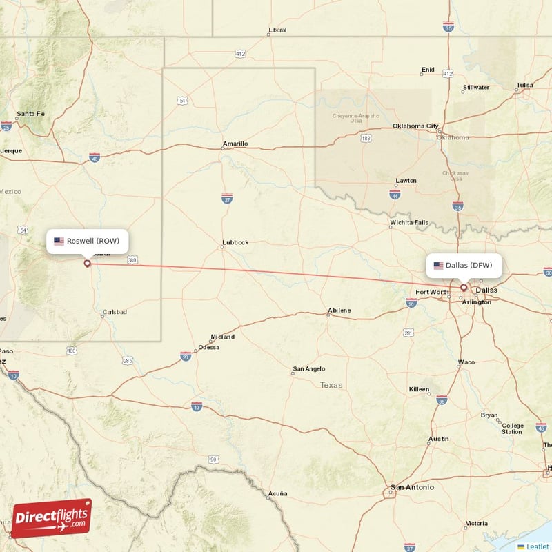 ROW - DFW route map