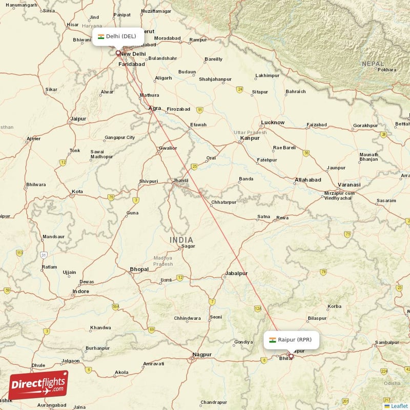 RPR - DEL route map