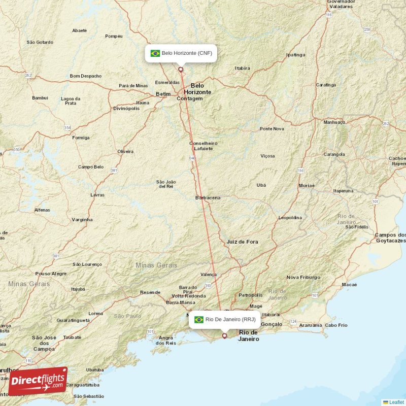 Direct flights from Belo Horizonte to Rio De Janeiro, CNF to RRJ non ...