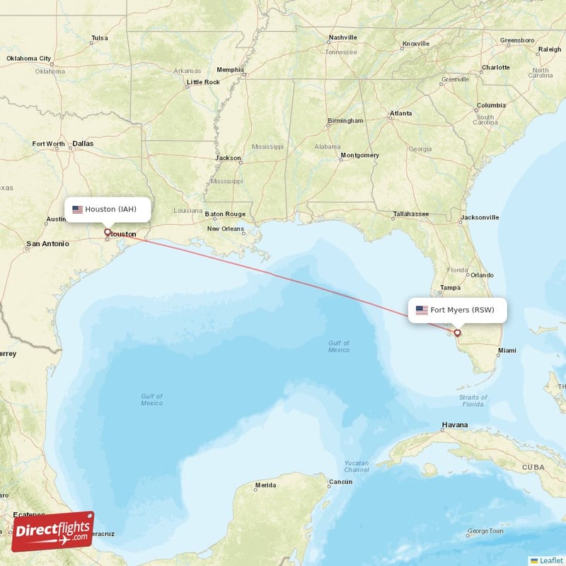 RSW - IAH route map