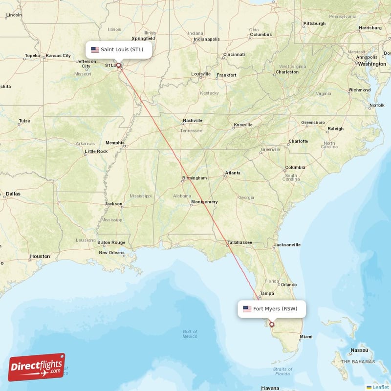 RSW - STL route map
