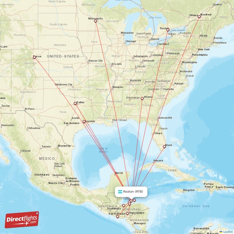 Direct flights from Roatan 15 destinations RTB Honduras