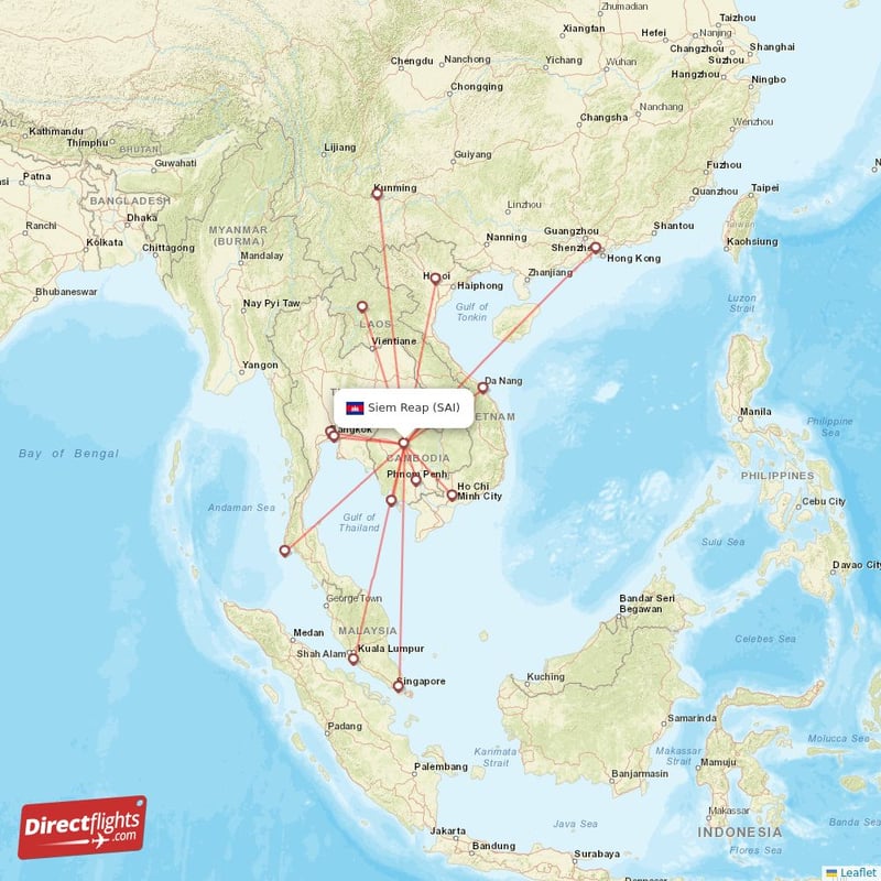 Direct flights to Siem Reap SAI, Cambodia