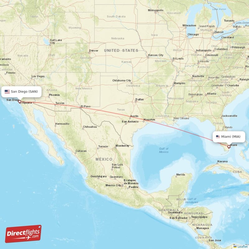 SAN - MIA route map