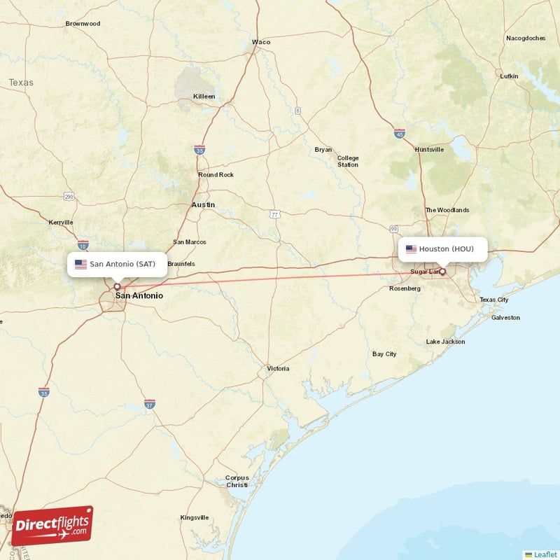SAT - HOU route map