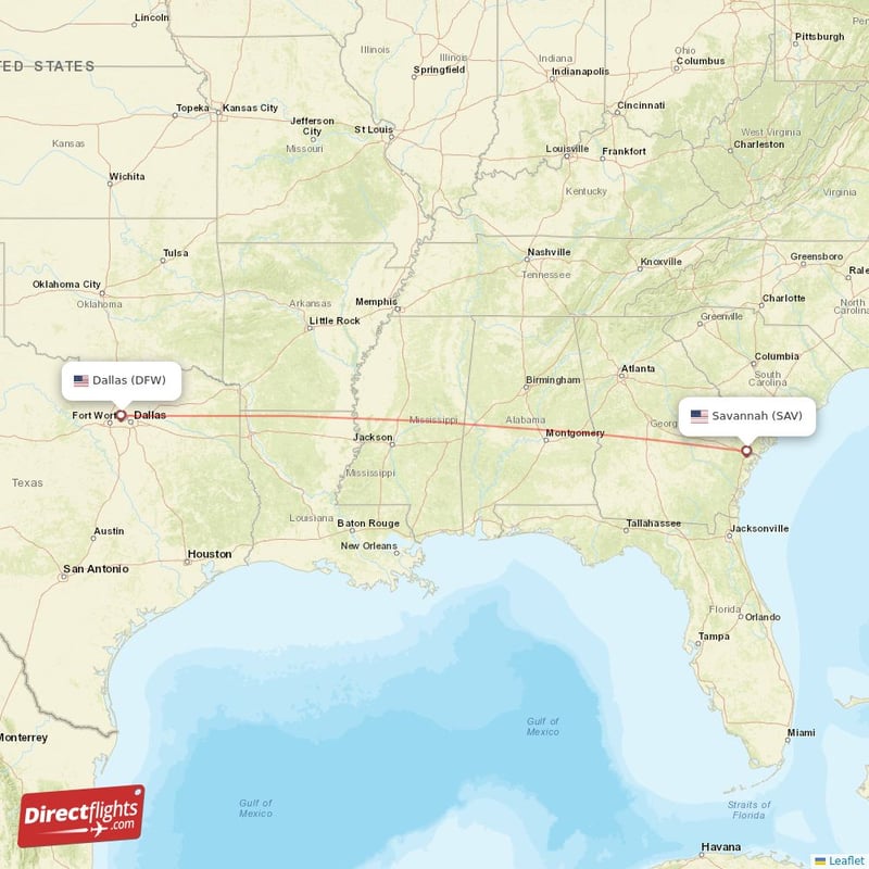 Direct flights from Savannah to Dallas SAV to DFW non stop