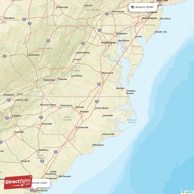 Direct flights from Savannah to New York SAV to EWR non stop