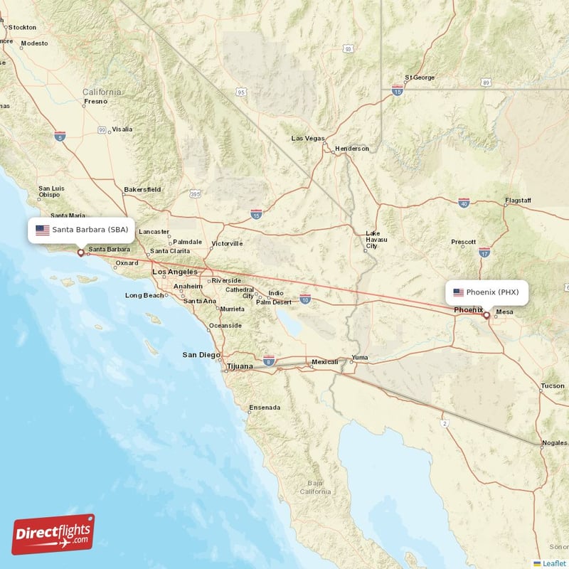 SBA - PHX route map