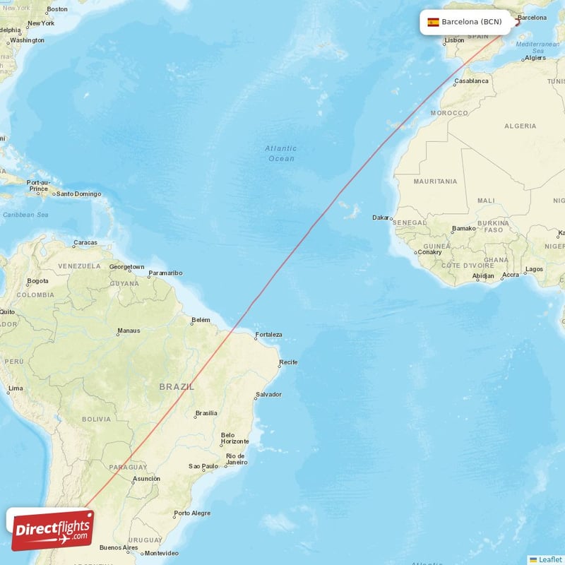 SCL - BCN route map