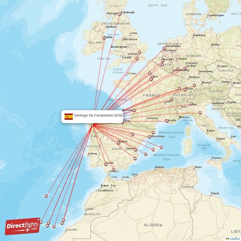 Direct flights from Santiago De Compostela - 31 destinations - SCQ ...