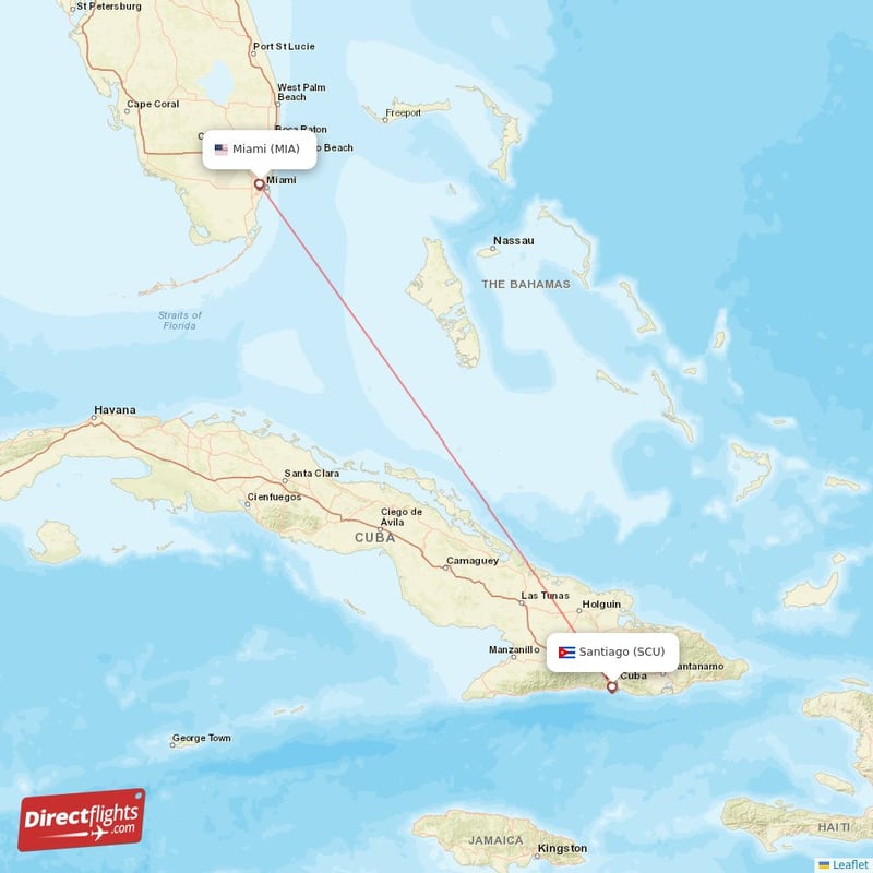 SCU - MIA route map