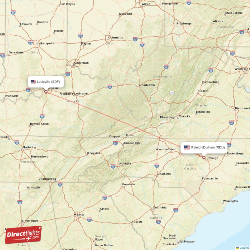 SDF - RDU route map