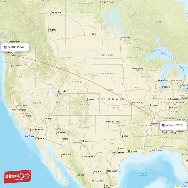 SEA - ATL route map