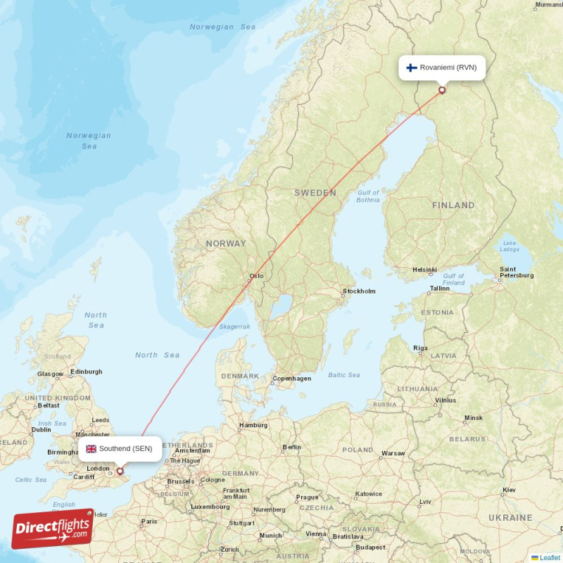 Direct flights from Southend to Rovaniemi (SEN-RVN) - Directflights.com
