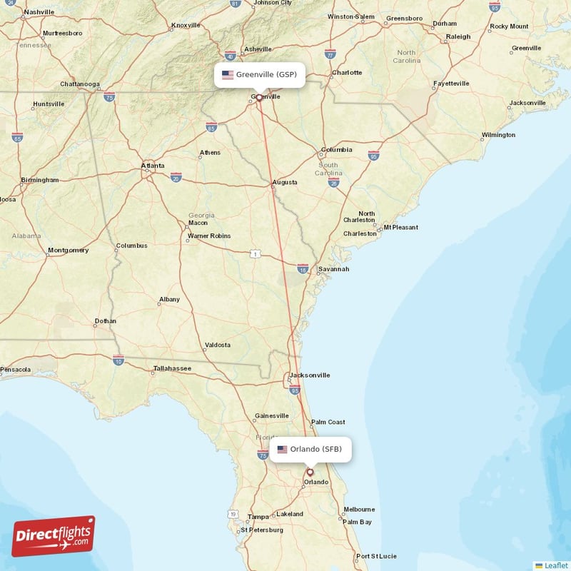 Direct flights from Orlando to Greenville SFB to GSP non stop