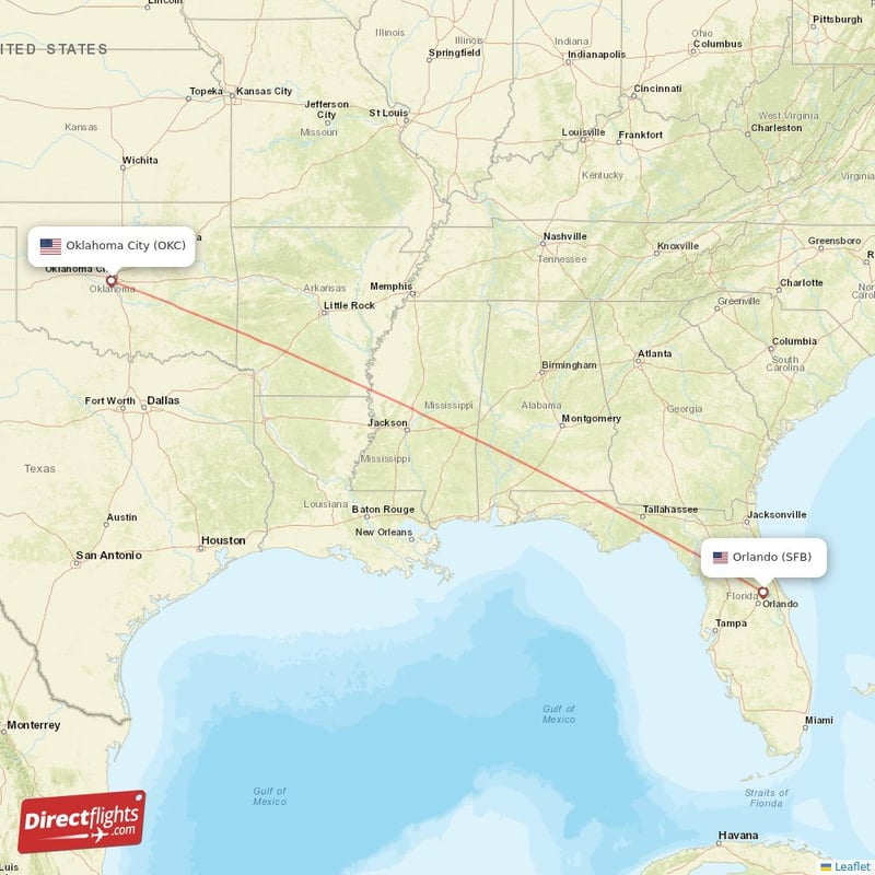 SFB - OKC route map