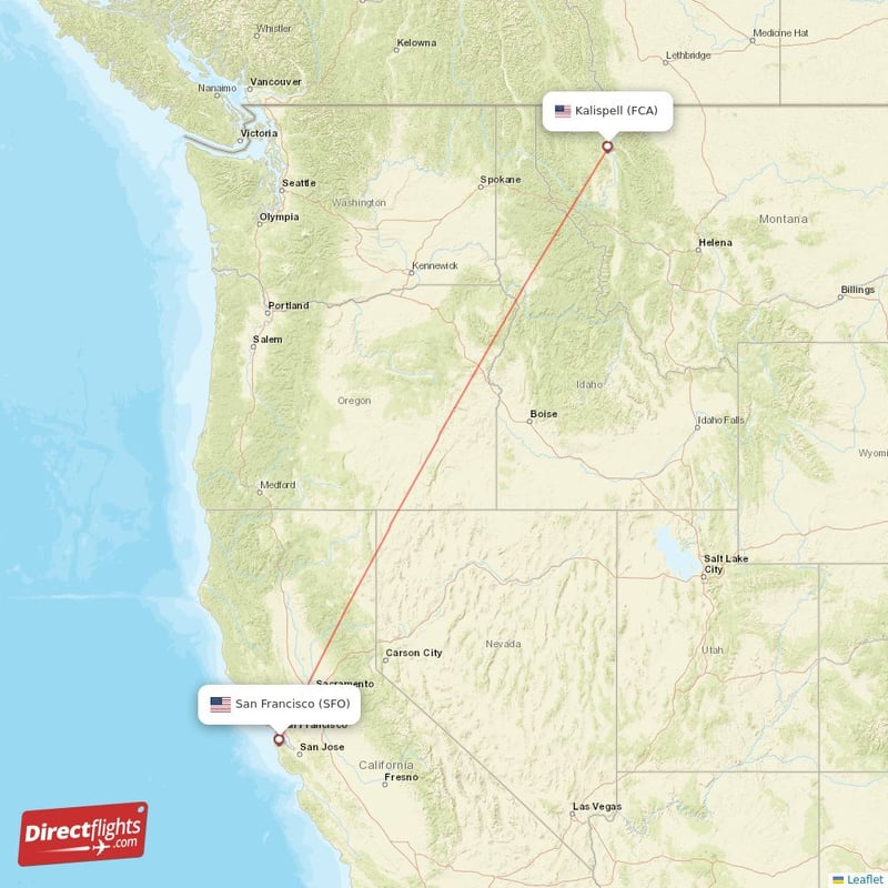 SFO - FCA route map