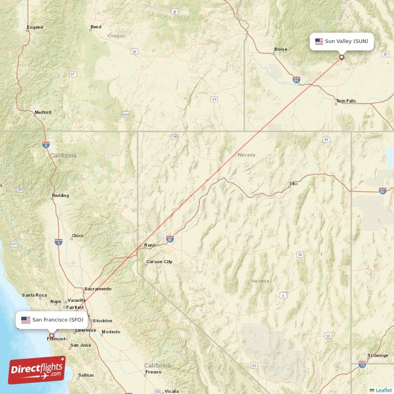 SFO - SUN route map