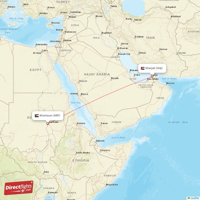 SHJ - KRT route map