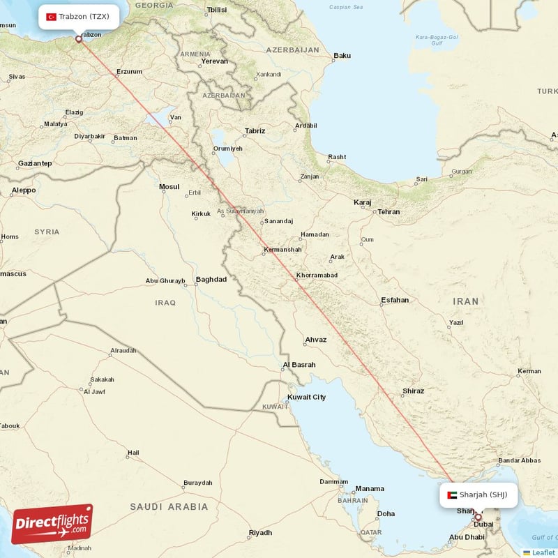 SHJ - TZX route map