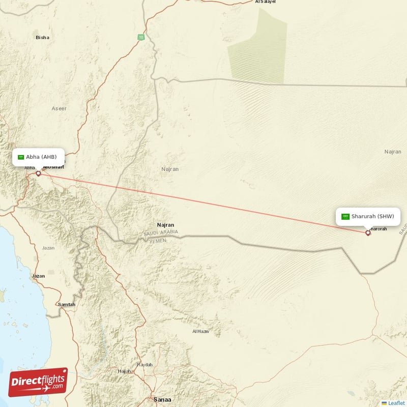 SHW - AHB route map