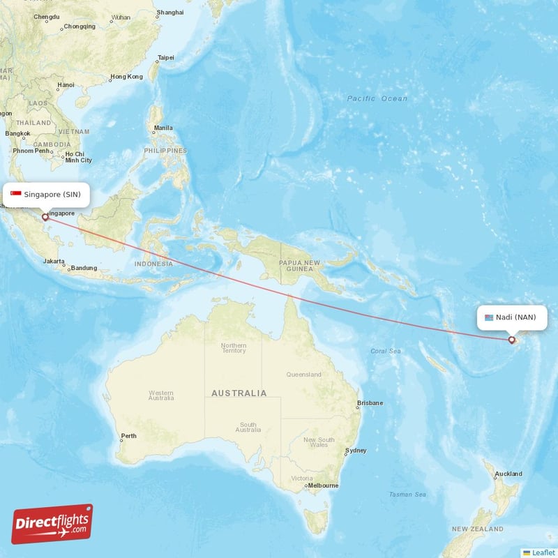 SIN - NAN route map