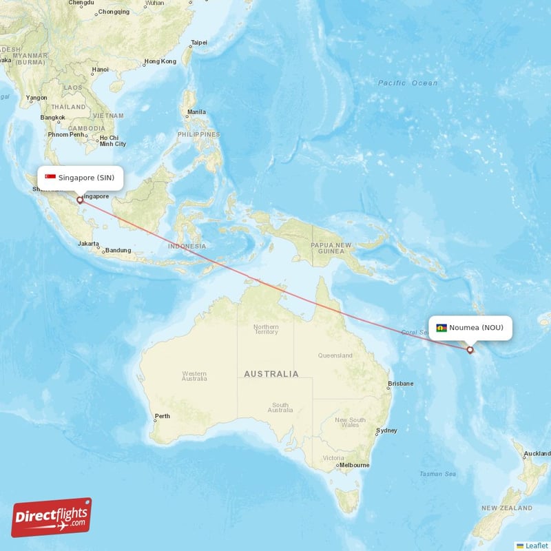 SIN - NOU route map