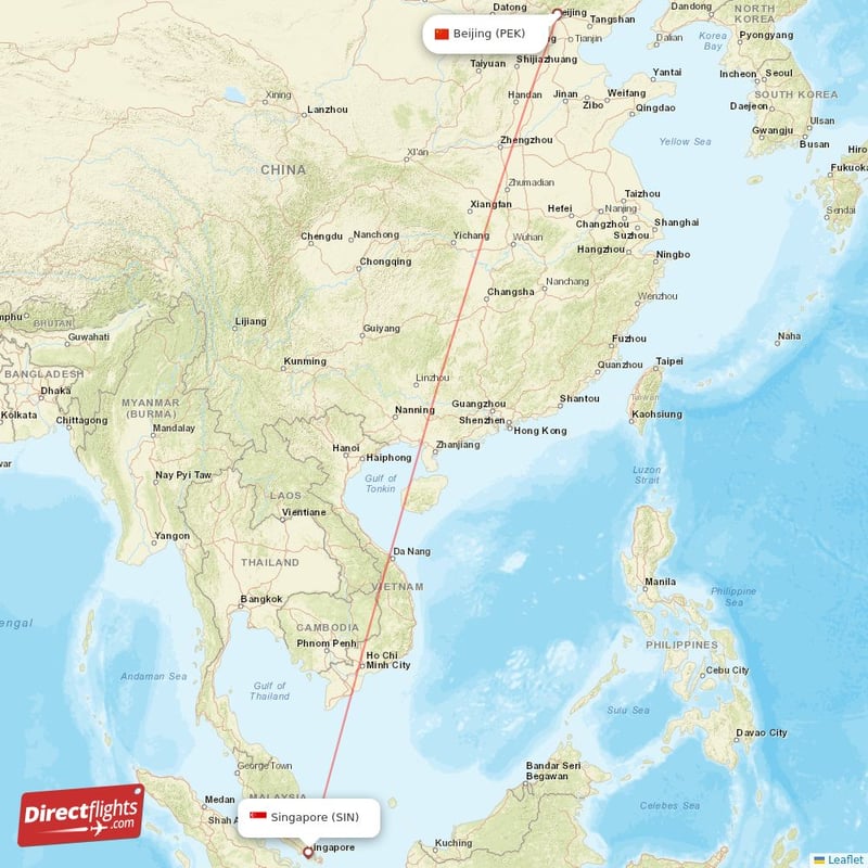SIN - PEK route map